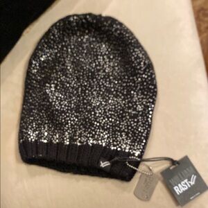 William Rast Black and Silver Beanie
